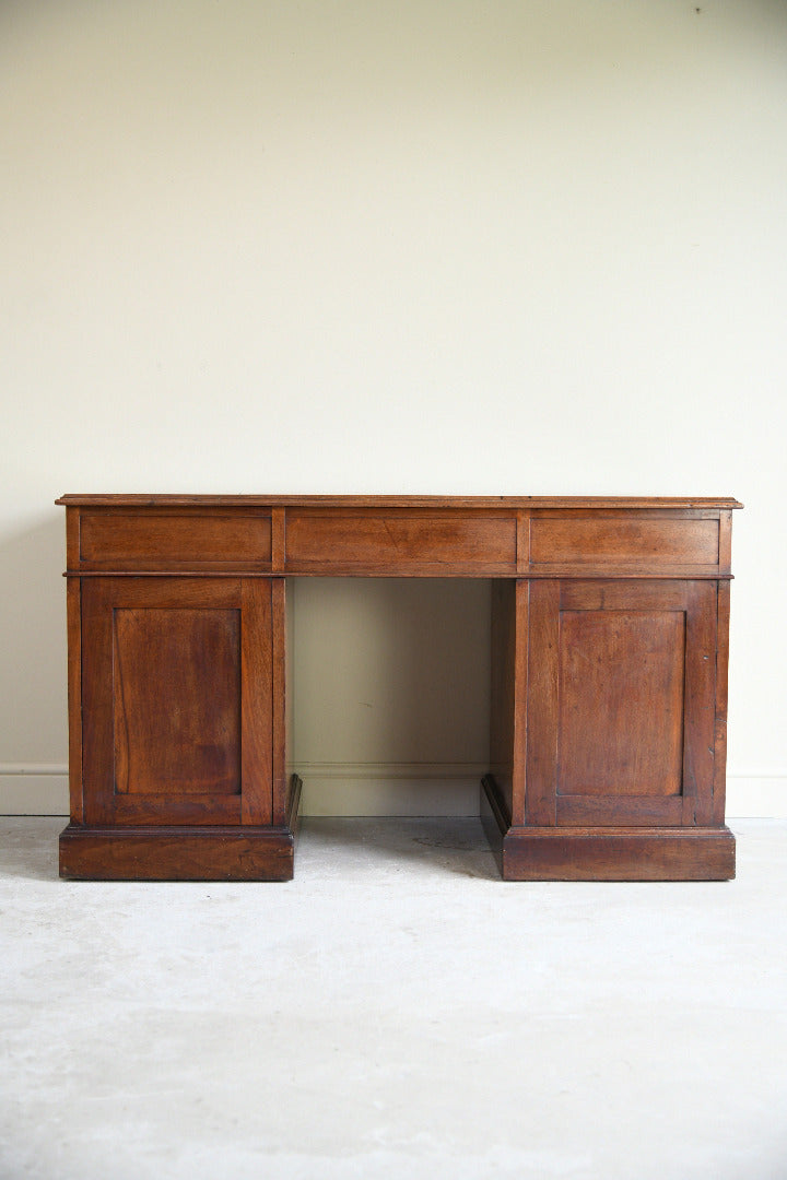 Antique Walnut Pedestal Desk by J. Ridge, Croydon