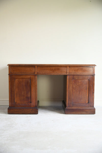 Antique Walnut Pedestal Desk by J. Ridge, Croydon
