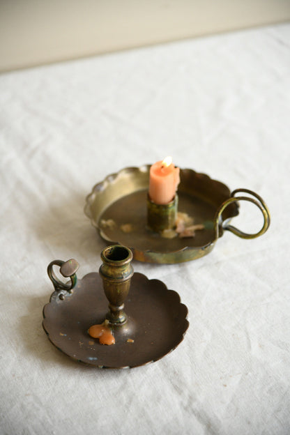 Antique Brass Chambersticks Candle Holders