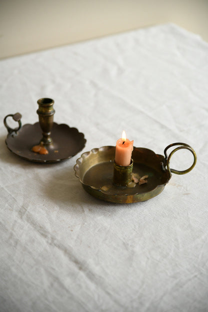 Antique Brass Chambersticks Candle Holders