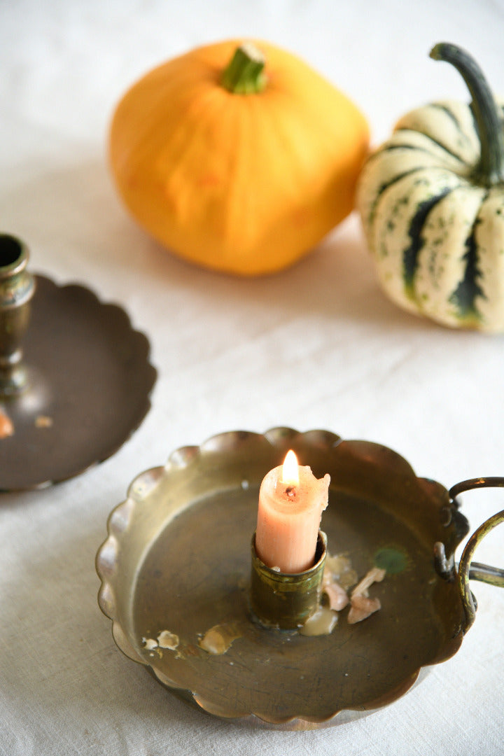 Antique Brass Chambersticks Candle Holders
