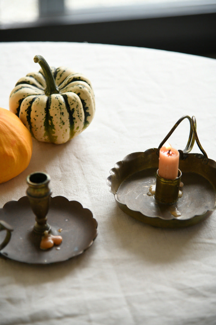 Antique Brass Chambersticks Candle Holders