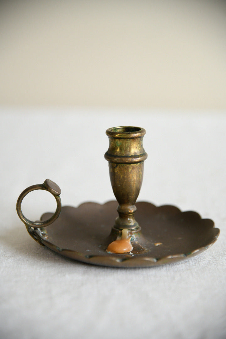 Antique Brass Chambersticks Candle Holders