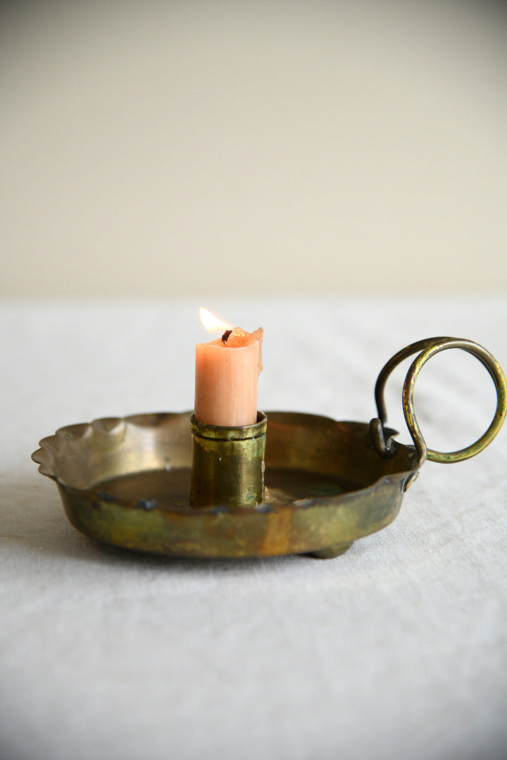 Antique Brass Chambersticks Candle Holders