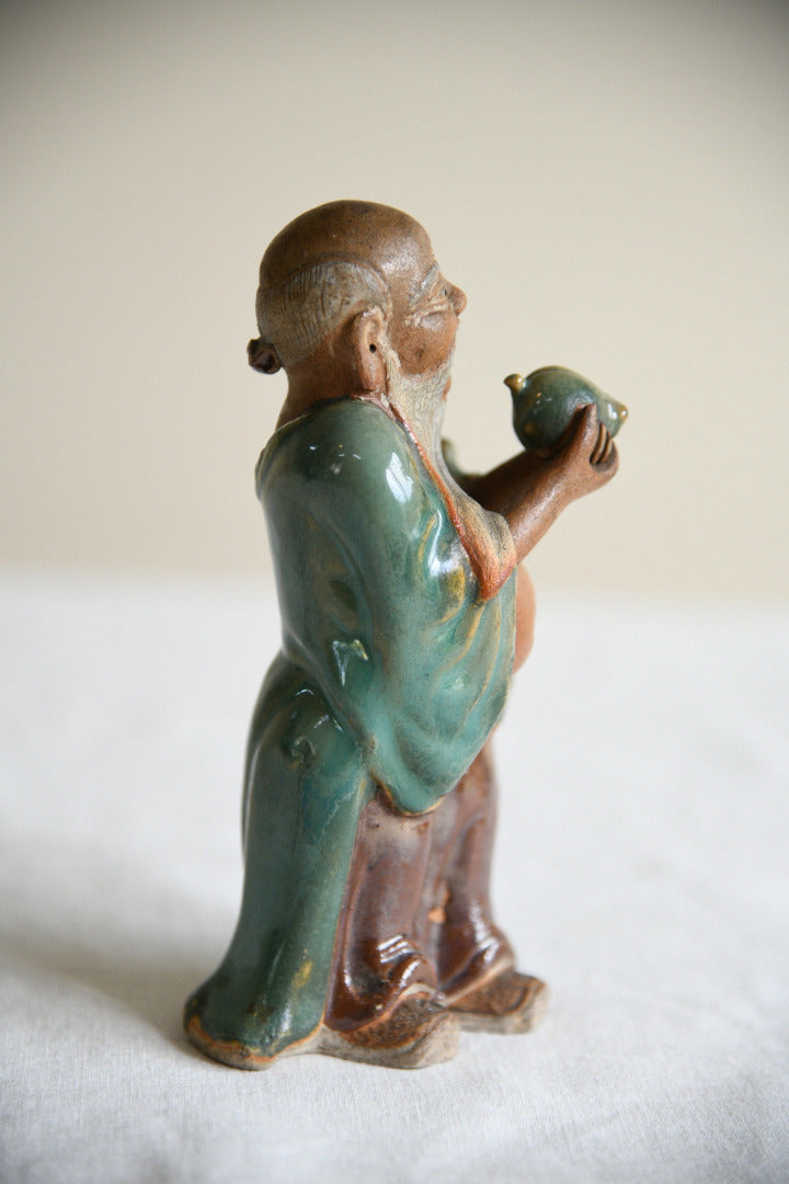 Vintage Chinese Shiwan Pottery Shou Lao God of Longevity Figure