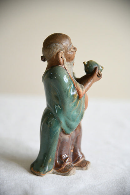 Vintage Chinese Shiwan Pottery Shou Lao God of Longevity Figure