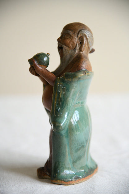 Vintage Chinese Shiwan Pottery Shou Lao God of Longevity Figure