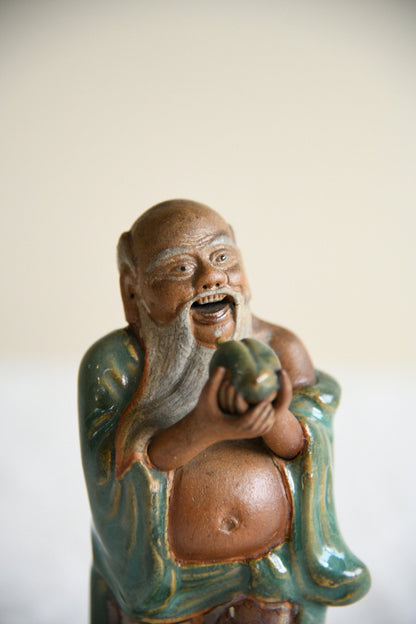 Vintage Chinese Shiwan Pottery Shou Lao God of Longevity Figure
