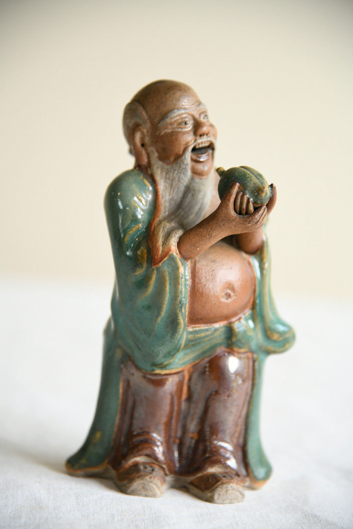 Vintage Chinese Shiwan Pottery Shou Lao God of Longevity Figure