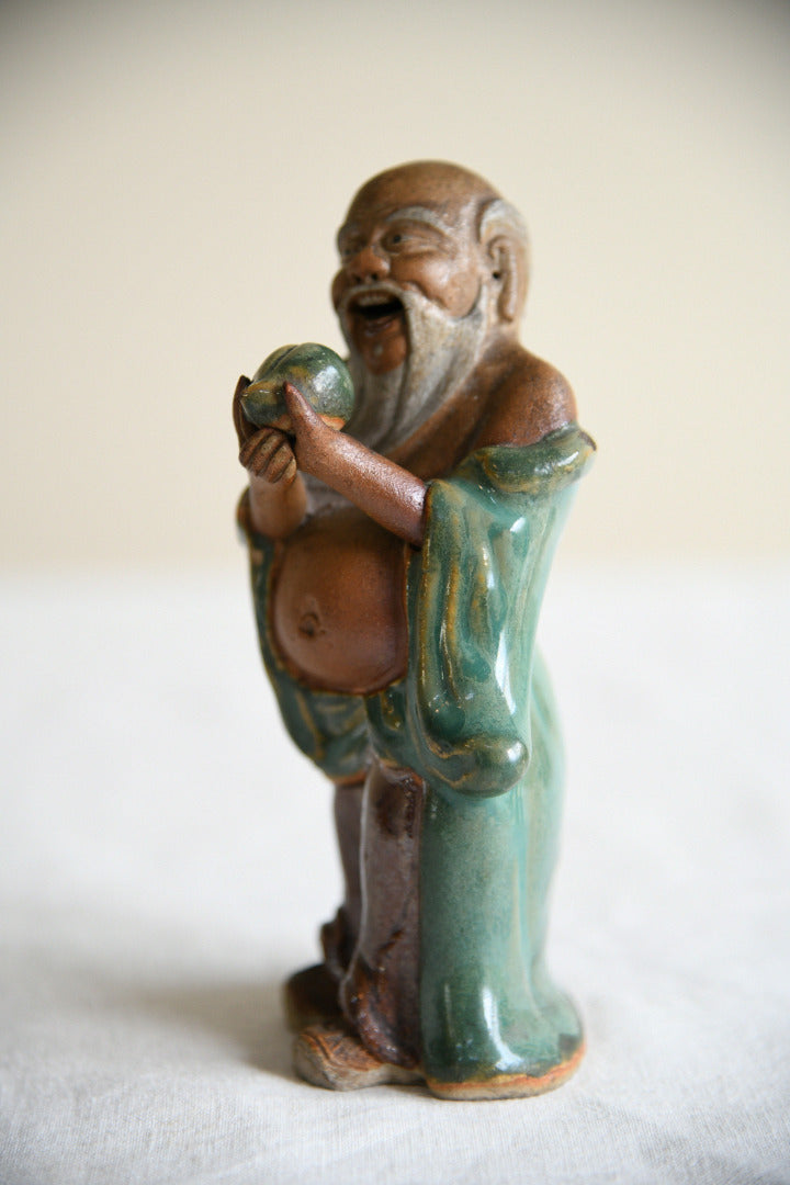 Vintage Chinese Shiwan Pottery Shou Lao God of Longevity Figure