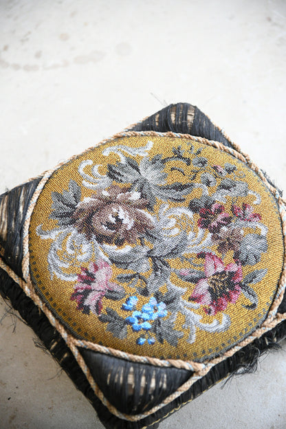 Pair of Victorian Beadwork & Silk Footstools