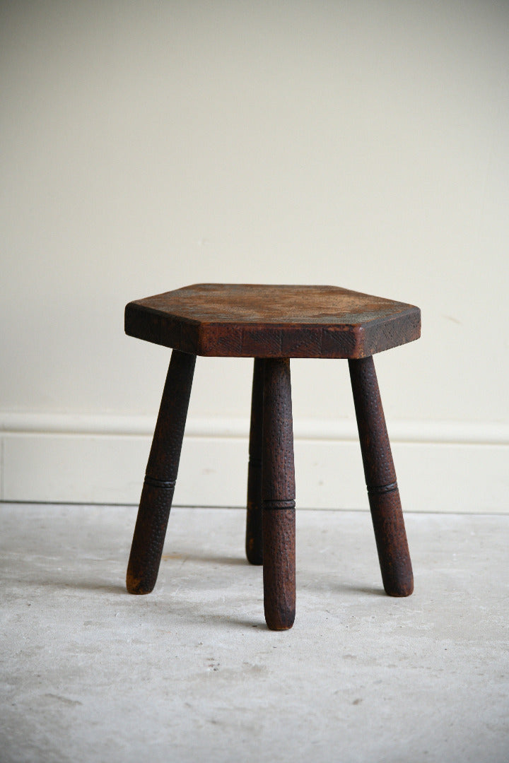 Early 20th Century Folk Art Pokerwork Stool
