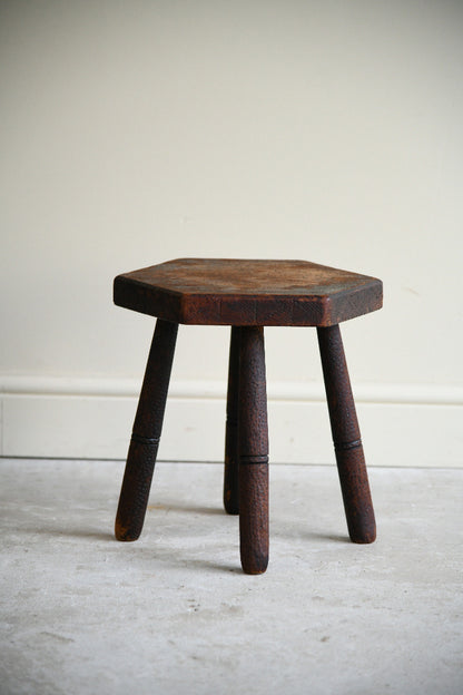 Early 20th Century Folk Art Pokerwork Stool