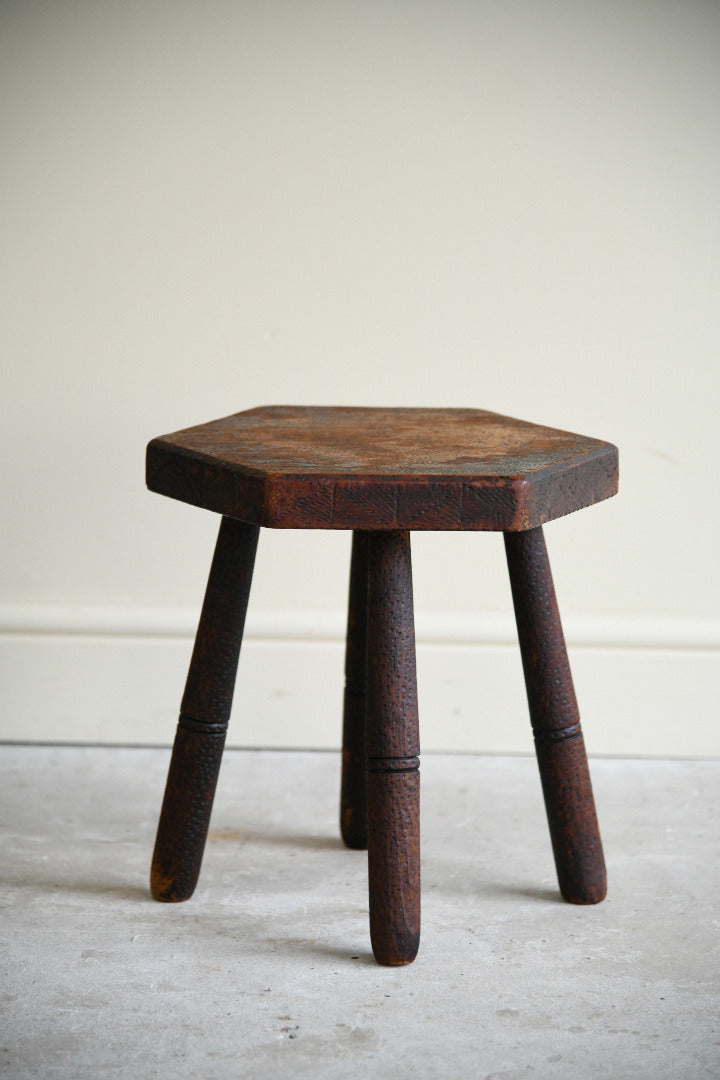 Early 20th Century Folk Art Pokerwork Stool