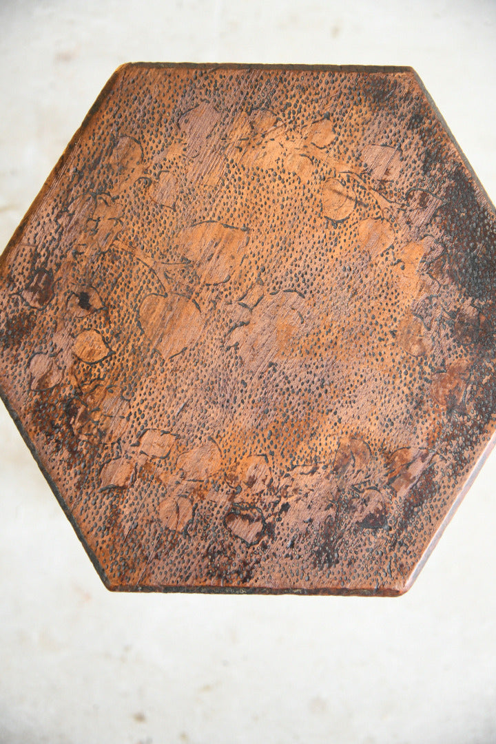 Early 20th Century Folk Art Pokerwork Stool