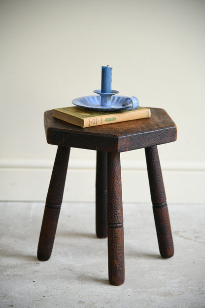 Early 20th Century Folk Art Pokerwork Stool