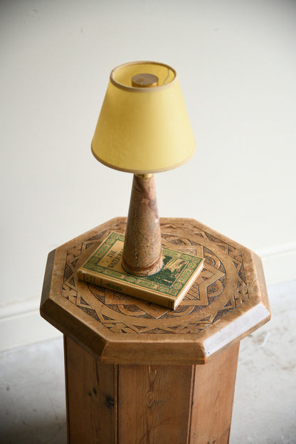 Early 20th Century Folk Art Carved Pine Octagonal Side Table
