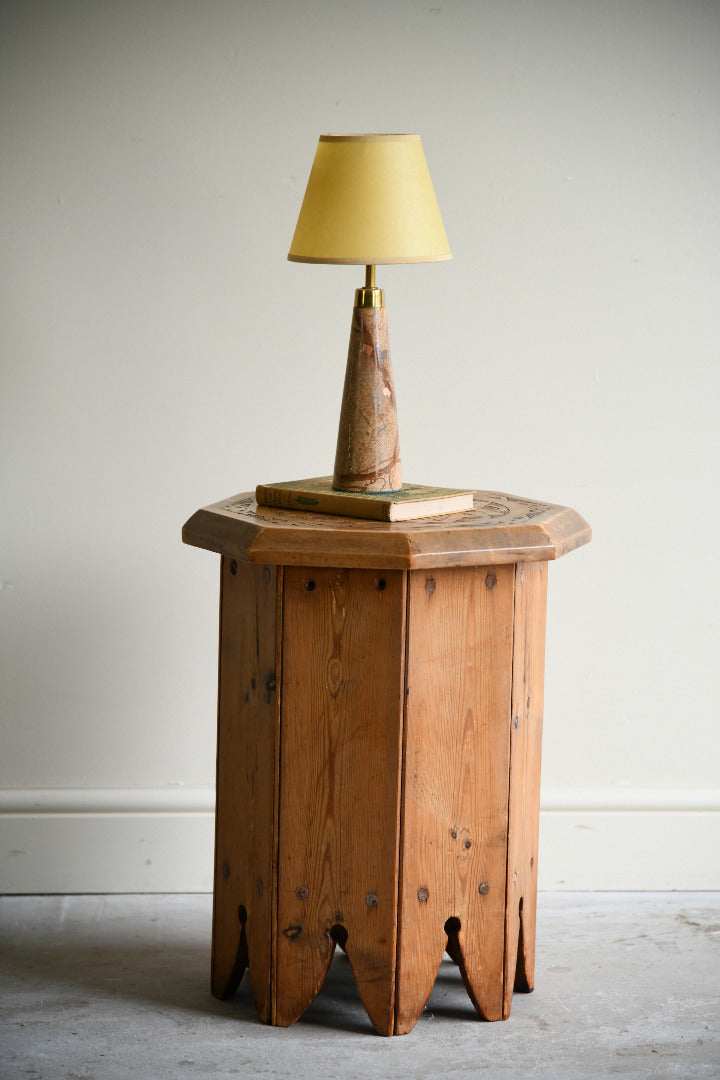 Early 20th Century Folk Art Carved Pine Octagonal Side Table