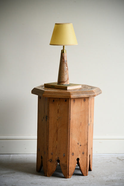 Early 20th Century Folk Art Carved Pine Octagonal Side Table