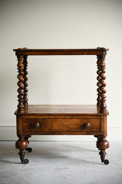 Victorian Walnut Two Tier Whatnot Side Table