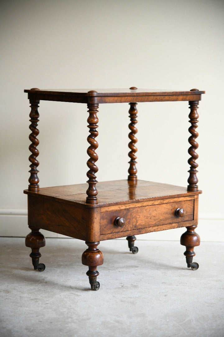 Victorian Walnut Two Tier Whatnot Side Table