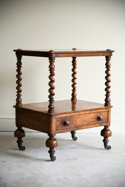 Victorian Walnut Two Tier Whatnot Side Table