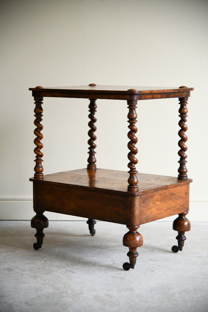 Victorian Walnut Two Tier Whatnot Side Table