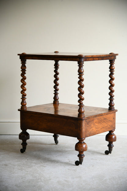 Victorian Walnut Two Tier Whatnot Side Table