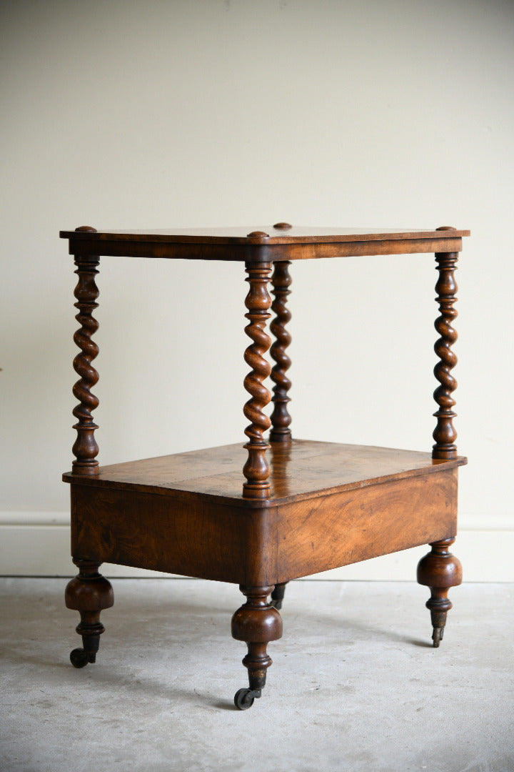 Victorian Walnut Two Tier Whatnot Side Table