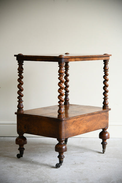 Victorian Walnut Two Tier Whatnot Side Table