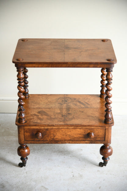 Victorian Walnut Two Tier Whatnot Side Table