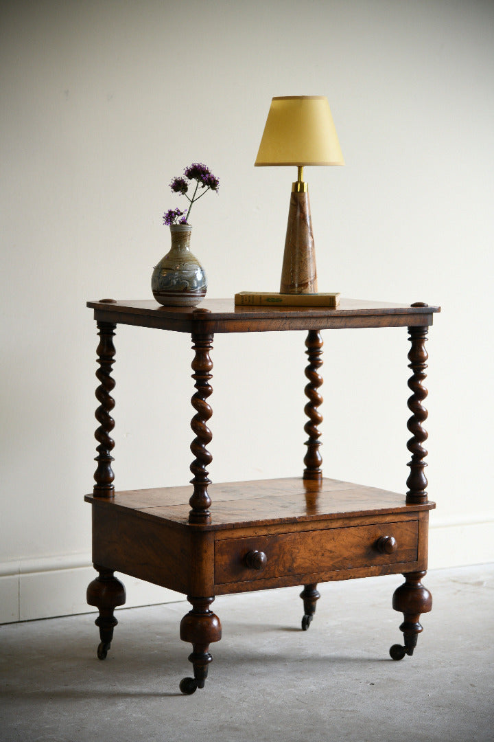 Victorian Walnut Two Tier Whatnot Side Table