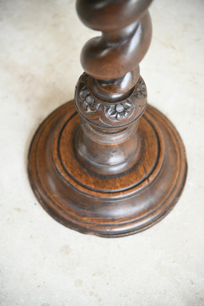 Antique Carved Oak Barley Twist Candlestick