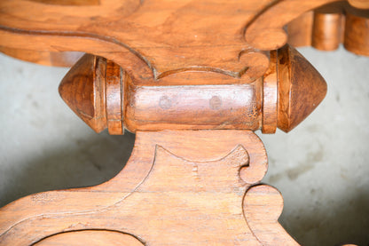 Pair of Indian Carved Hardwood & Pietra Dura Marble Jali Side Tables