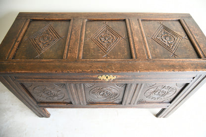 Late 17th Century Carved Oak Coffer Blanket Chest