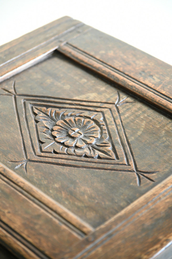 Late 17th Century Carved Oak Coffer Blanket Chest