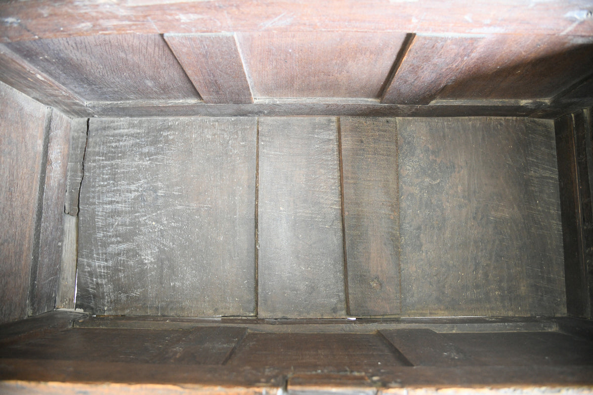 Late 17th Century Carved Oak Coffer Blanket Chest