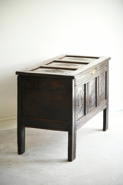 Late 17th Century Carved Oak Coffer Blanket Chest