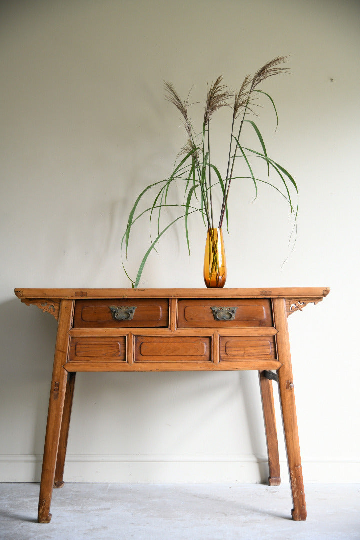 Antique Chinese Elm Console Table with Drawers