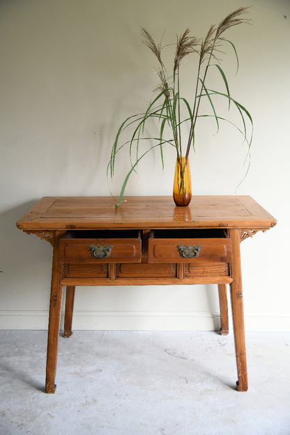 Antique Chinese Elm Console Table with Drawers