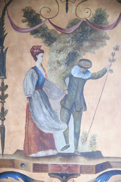 Pair of Large Painted Canvas Panels After Jean-Antoine Watteau L?Enjoleur / The Coaxer