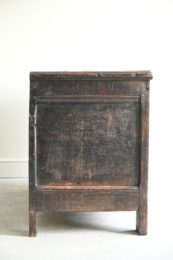 17th Century Carved Oak Coffer with Panelled Front