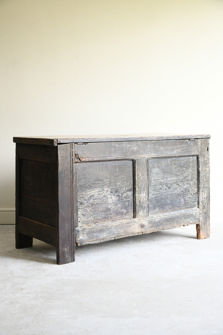 17th Century Carved Oak Coffer with Panelled Front