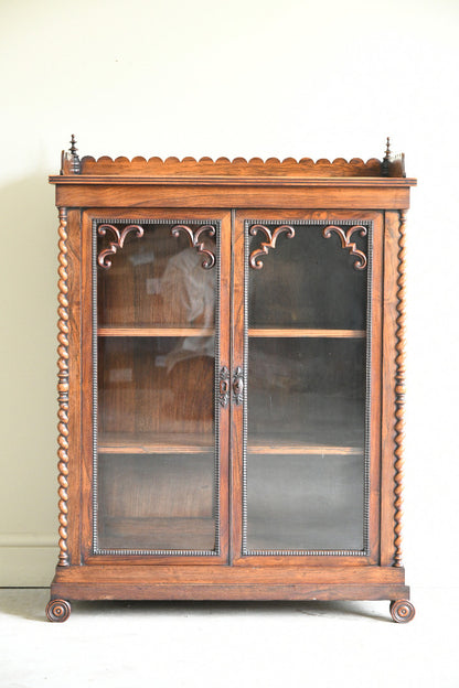 Regency Rosewood Glazed Display Cabinet with Barley Twist Columns