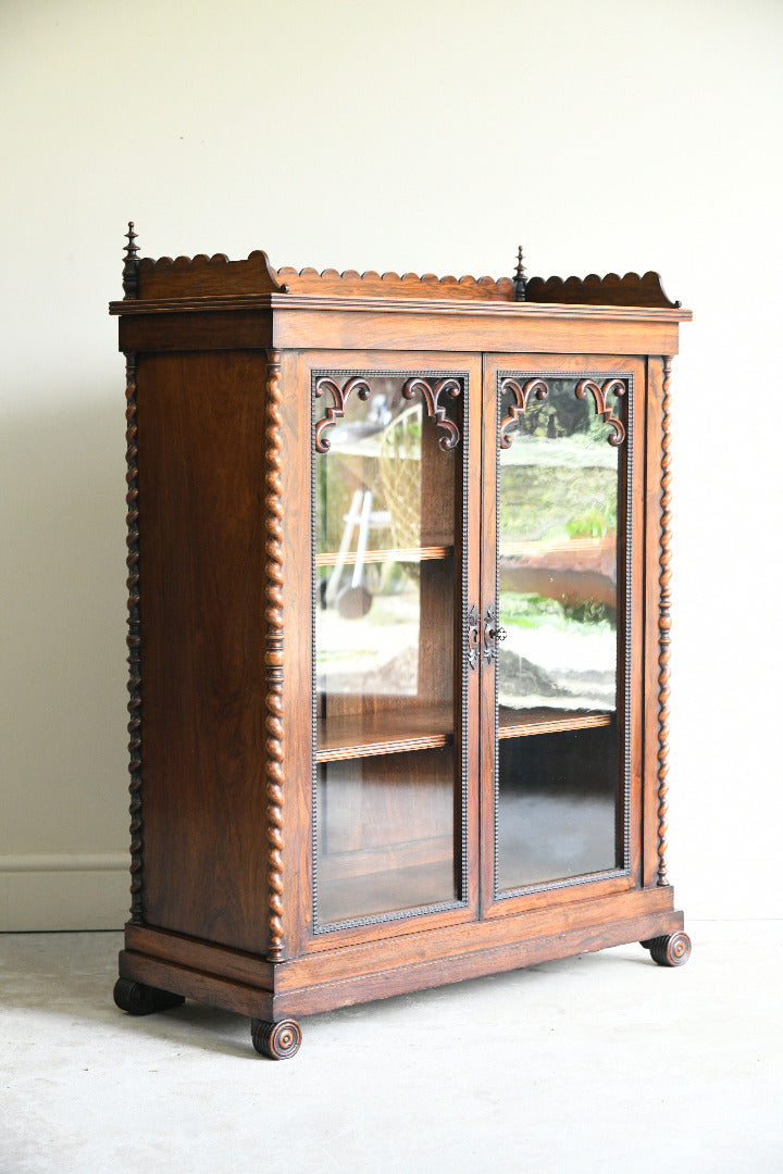 Regency Rosewood Glazed Display Cabinet with Barley Twist Columns