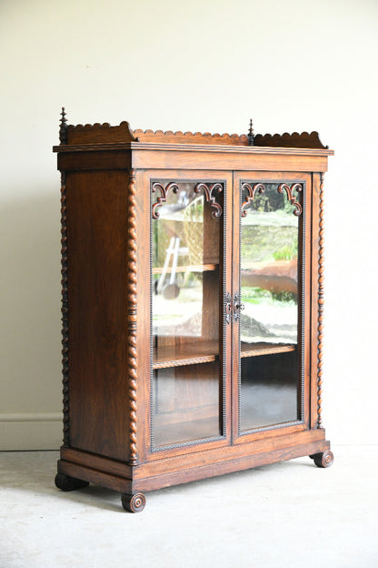 Regency Rosewood Glazed Display Cabinet with Barley Twist Columns