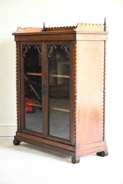Regency Rosewood Glazed Display Cabinet with Barley Twist Columns