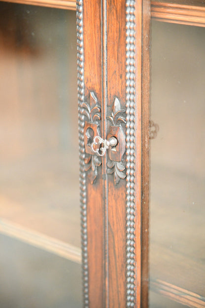 Regency Rosewood Glazed Display Cabinet with Barley Twist Columns