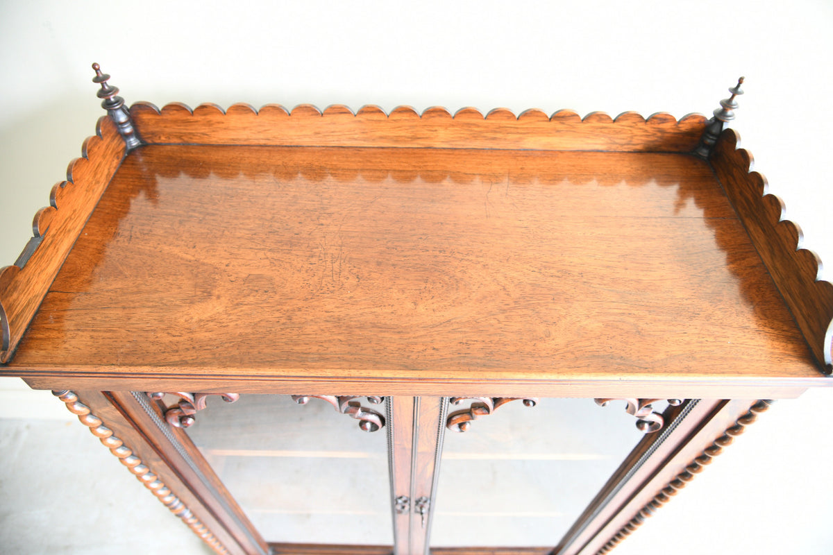 Regency Rosewood Glazed Display Cabinet with Barley Twist Columns