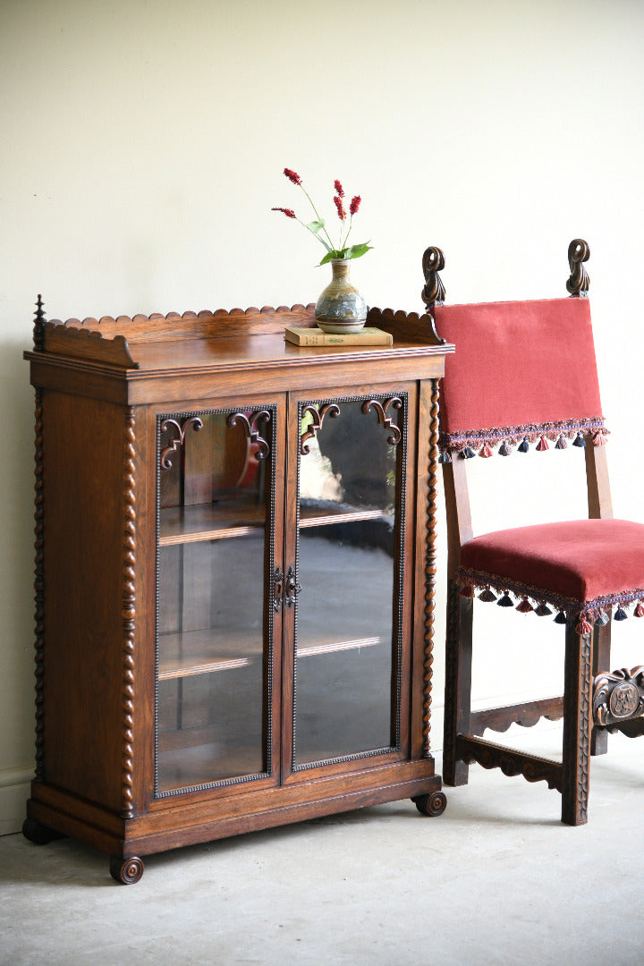 Regency Rosewood Glazed Display Cabinet with Barley Twist Columns